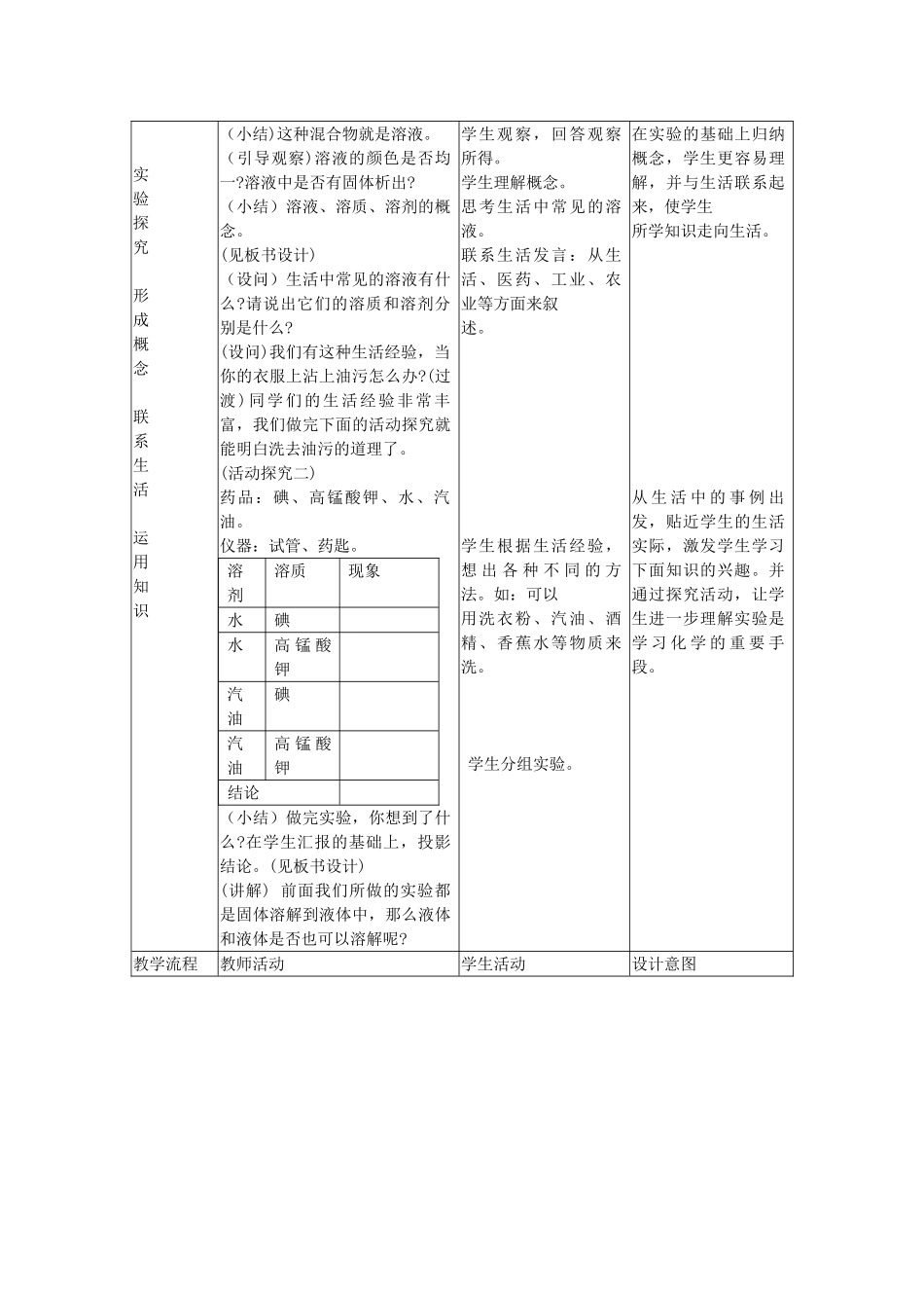 2013年九年级化学下册 第九单元 溶液 课题1 溶液的形成教案 （新版）新人教版_第3页