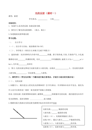 八年级物理第一章 多彩的光教学案 光反射