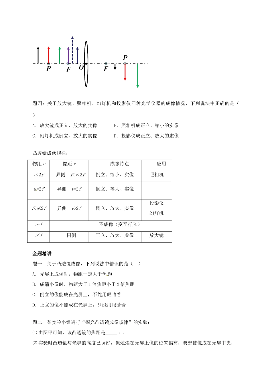 （同步复习精讲辅导）北京市2014-2015学年八年级物理上册 知识点8 透镜综合辅导讲义 （新版）新人教版_第2页