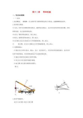 中考物理 专题12 简单机械复习学案-人教版初中九年级全册物理学案