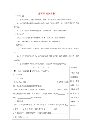 九年级思想品德全册 第四课 走向小康学案 教科版