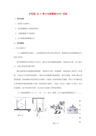 八年级物理下册 5.3《弹力与弹簧测力计》学案 沪科版