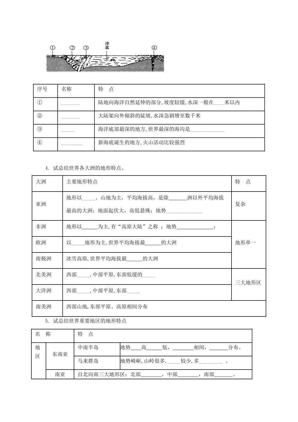 山东省滨州市中考地理 3.1地形复习学案-人教版初中九年级全册地理学案_第2页