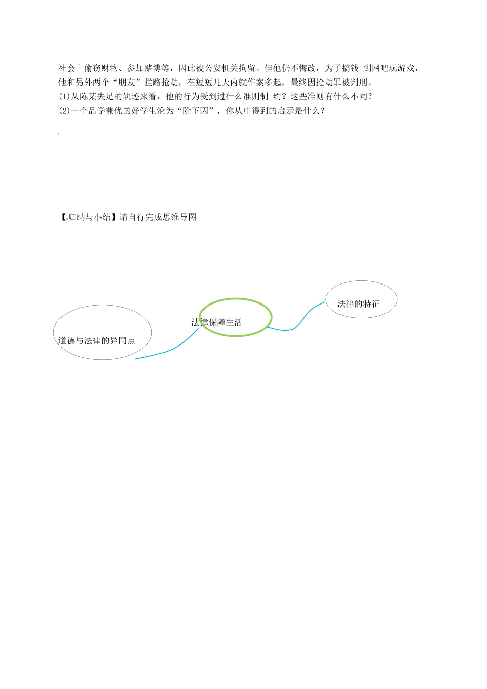 广东省河源市七年级道德与法治下册 第四单元 走进法治天地 第九课 法律在我们身边 第2框 法律保障生活（第1课时）导学稿（无答案） 新人教版-新人教版初中七年级下册政治学案_第3页