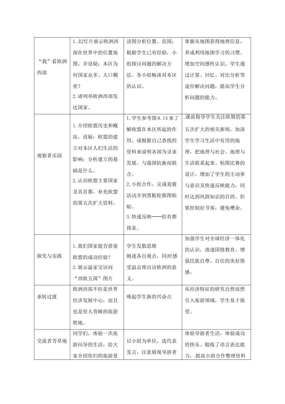 2014年春七年级地理下册 第八章 东半球其他的国家和地区 第二节 欧洲西部教案1 新人教版_第3页