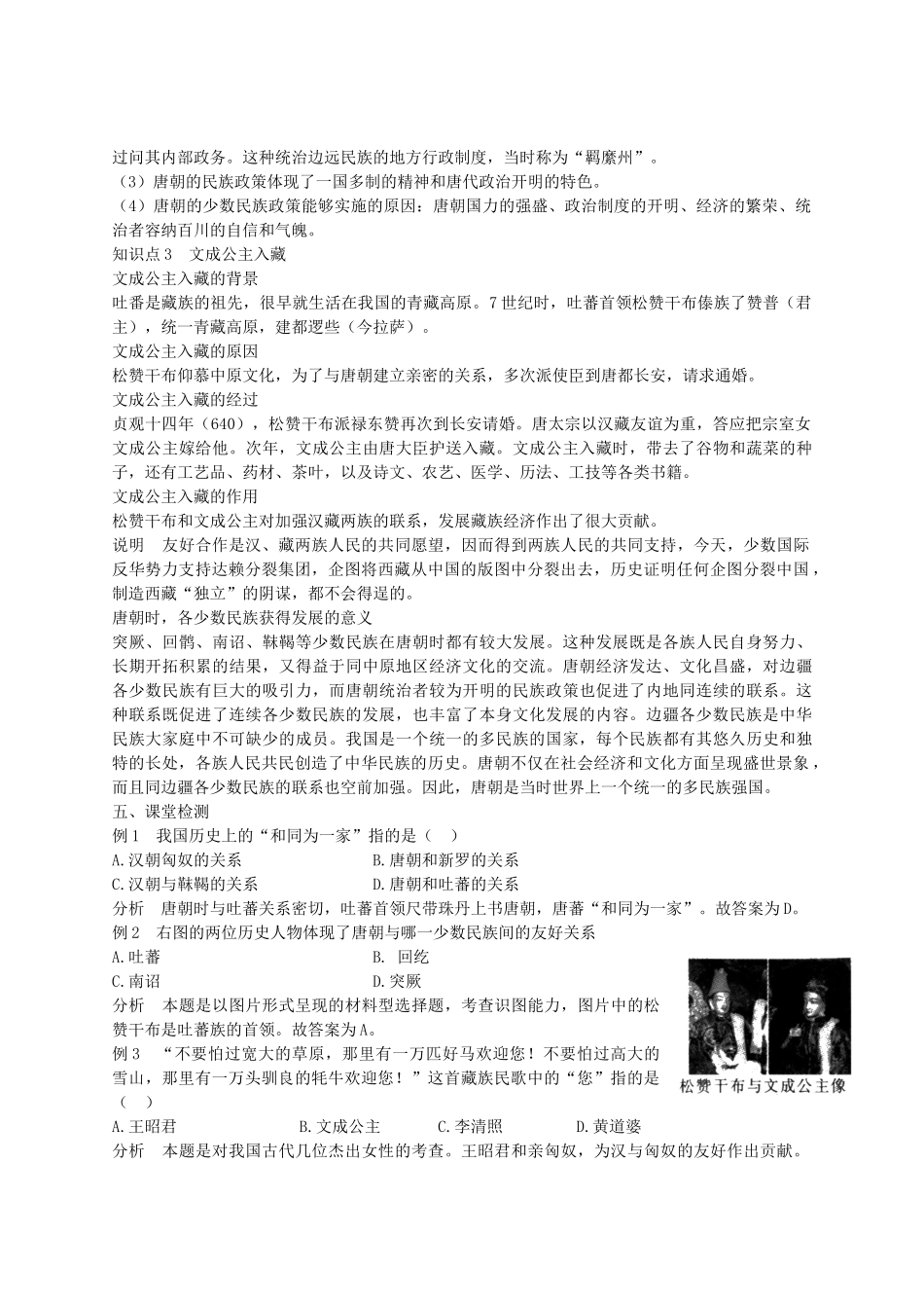 七年级历史下册 第一单元 第4课 唐代的边疆各族学案 华东师大版-华东师大版初中七年级下册历史学案_第2页