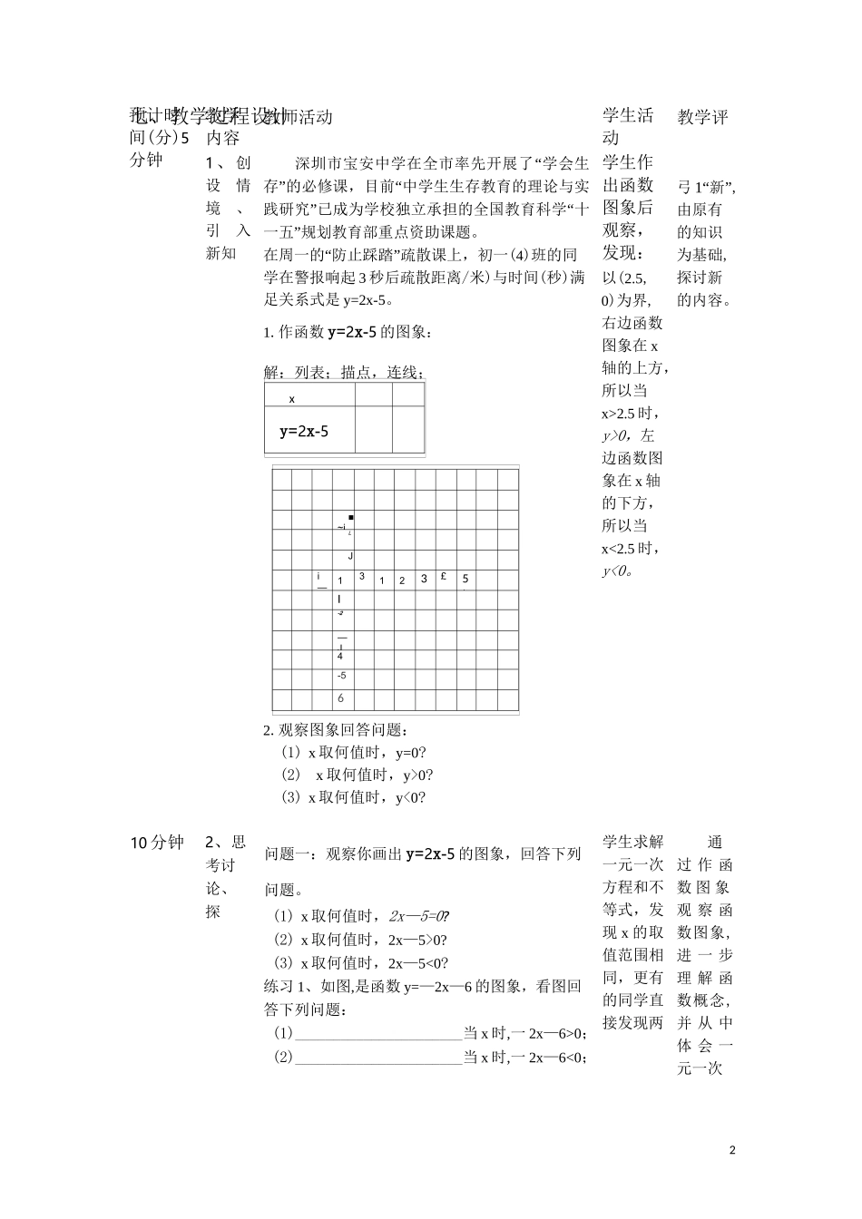 一次函数与一元一次方程的关系--教学设计_第2页