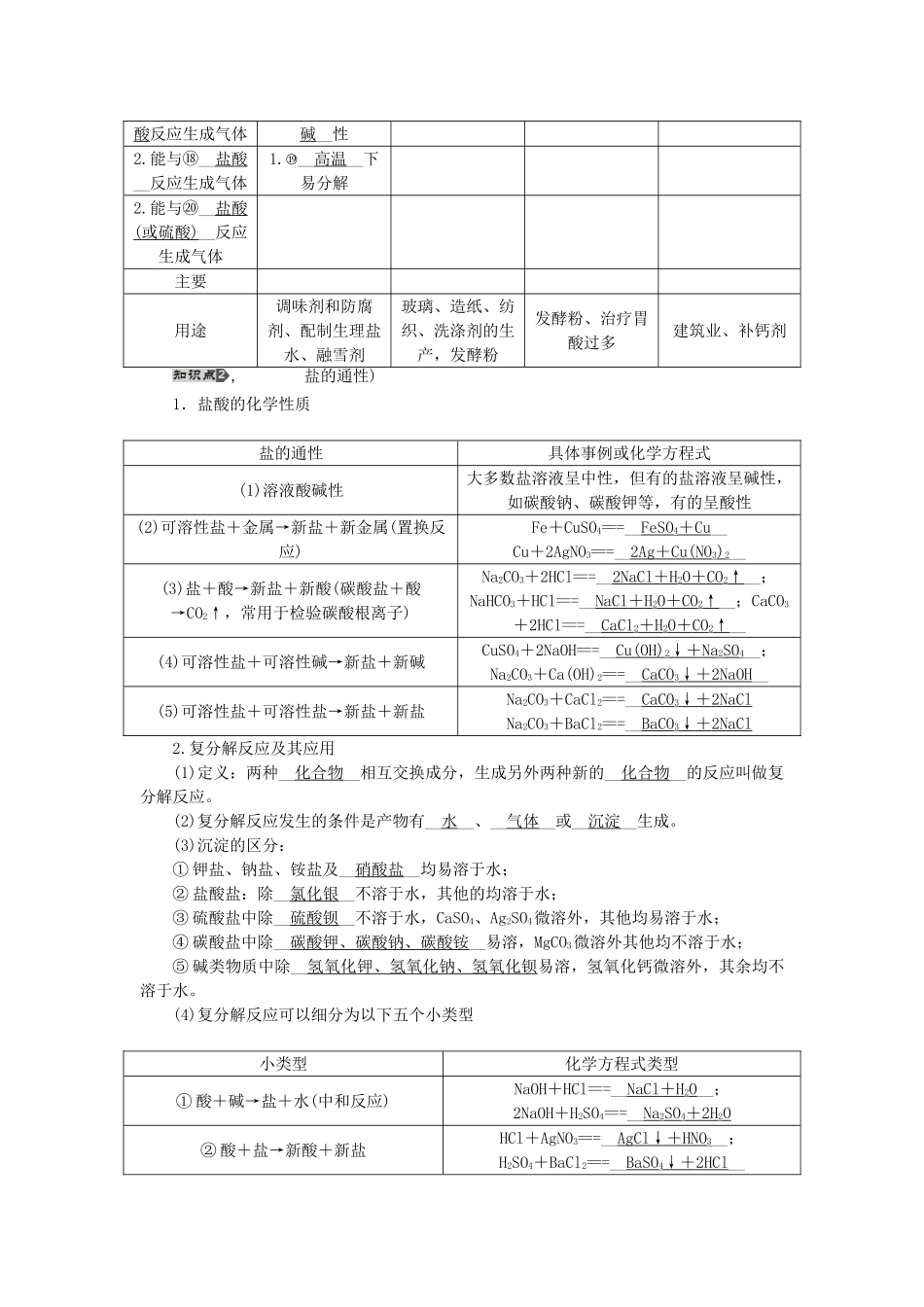 【聚焦中考】（教师用书）陕西省2015中考化学总复习 第一轮 第7讲 盐、化学肥料教案_第3页