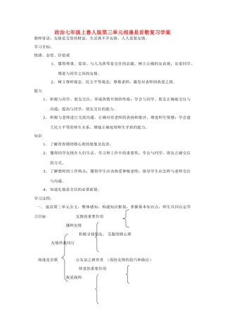 七年级政治上册 第三单元相逢是首歌复习学案 鲁人版