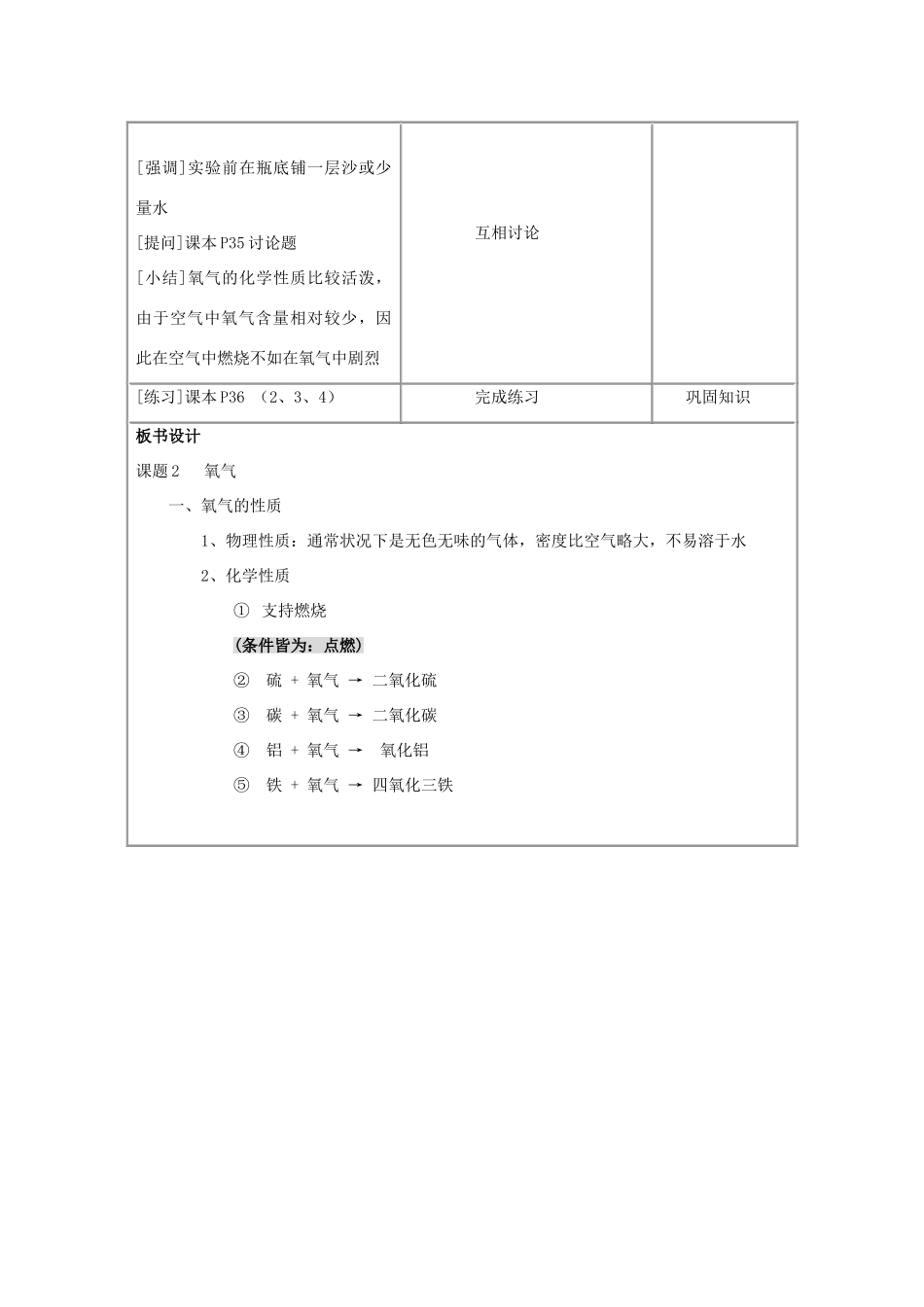 2013年秋九年级化学上册 第二单元 我们周围的空气 课题2 氧气（第1课时）教案 （新版）新人教版_第3页