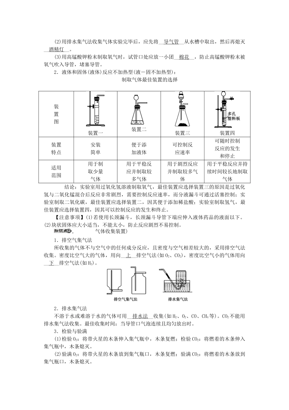 【聚焦中考】（教师用书）陕西省2015中考化学总复习 第一轮 第16讲 常见气体的制备与收集教案_第2页