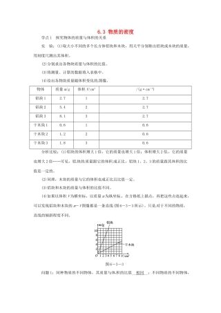 2015年春八年级物理下册 6.3 物质的密度学点练习 （新版）苏科版