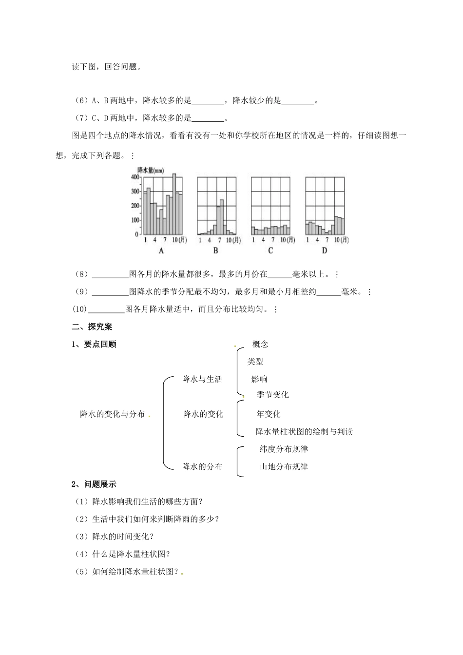 辽宁省凌海市七年级地理上册 3.3 降水的变化与分布导学案 （新版）新人教版-（新版）新人教版初中七年级上册地理学案_第2页