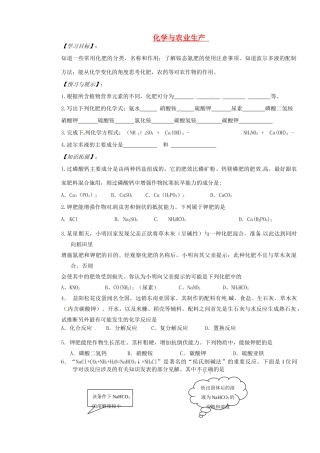 山东省枣庄是台儿庄区涧头二中九年级化学第九章 9.3化学与农业生产学案