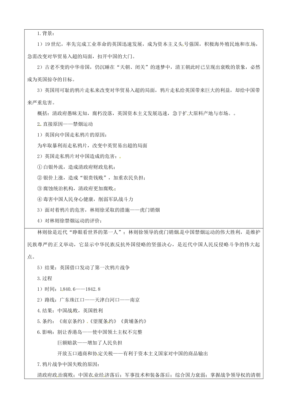 八年级历史上册 1.1《两次鸦片战争》学案 华东师大版_第2页