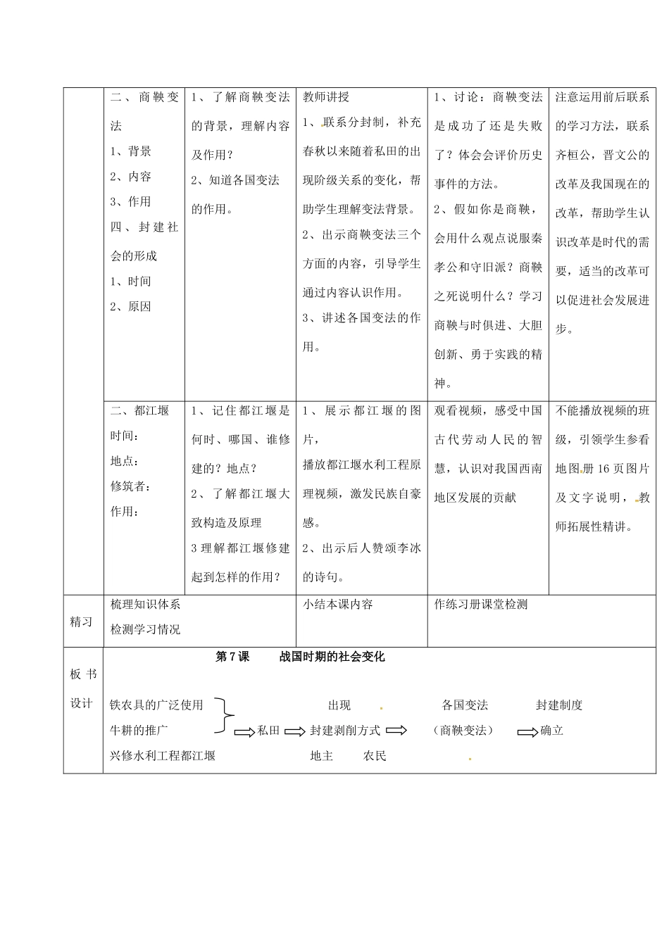 （秋季版）吉林省通化市七年级历史上册 第2单元 第7课《战国时期的社会变化》导学案 新人教版-新人教版初中七年级上册历史学案_第2页