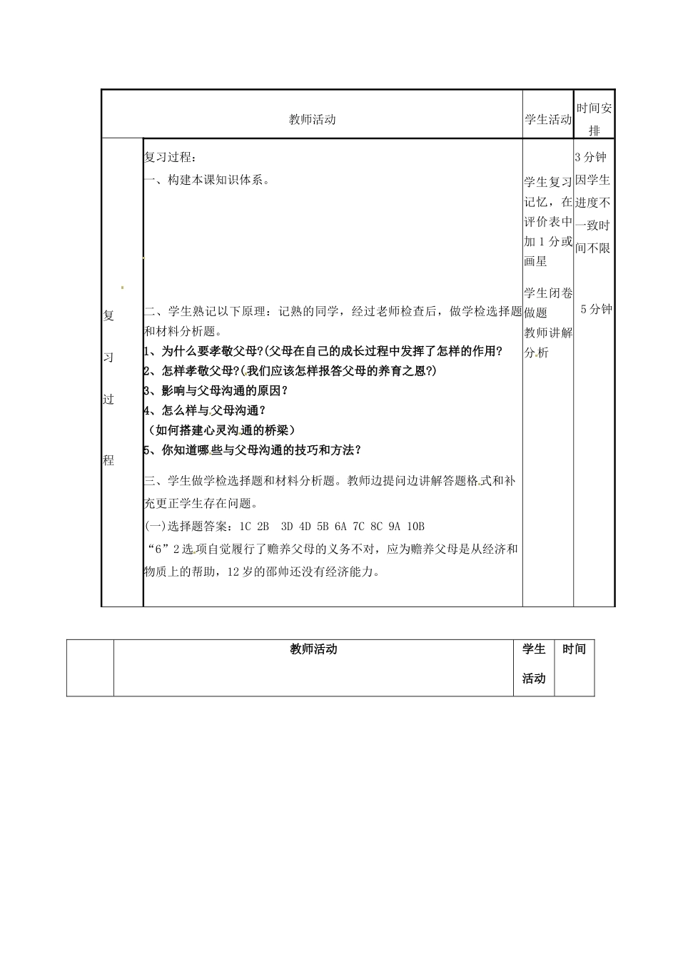 山东省滨州市邹平实验中学八年级政治上册《第一课 相亲相爱一家人》复习课学案 鲁教版_第3页