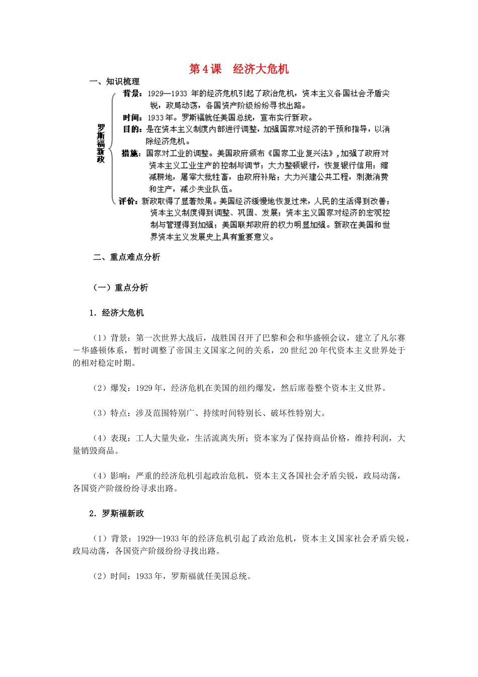 2015九年级历史下册 第4课 经济大危机教材解析 新人教版_第1页