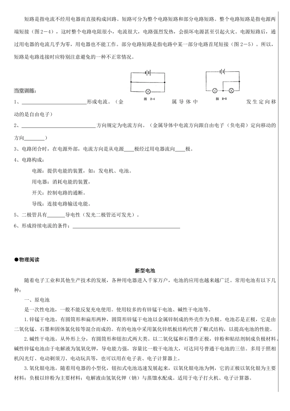 八年级物理上册 5.1.2 电流和电路导学案（1）（无答案）人教新课标版_第2页