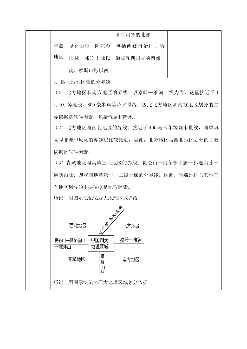 八年级地理下册 第五章 中国四大地理区域划分导学案 （新版）商务星球版-（新版）商务星球版初中八年级下册地理学案_第2页