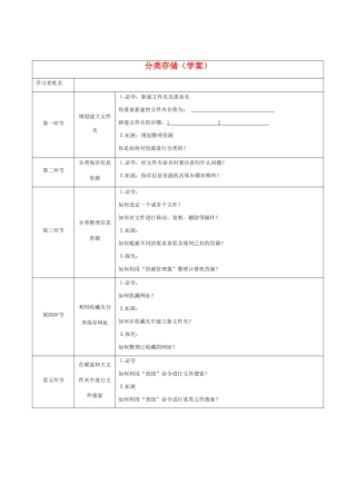 七年级信息技术 分类存储（学案）全国通用