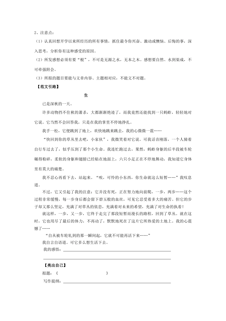 中考语文专题复习 有感而发（第3课时）学案（无答案） 苏教版-苏教版初中九年级全册语文学案_第2页