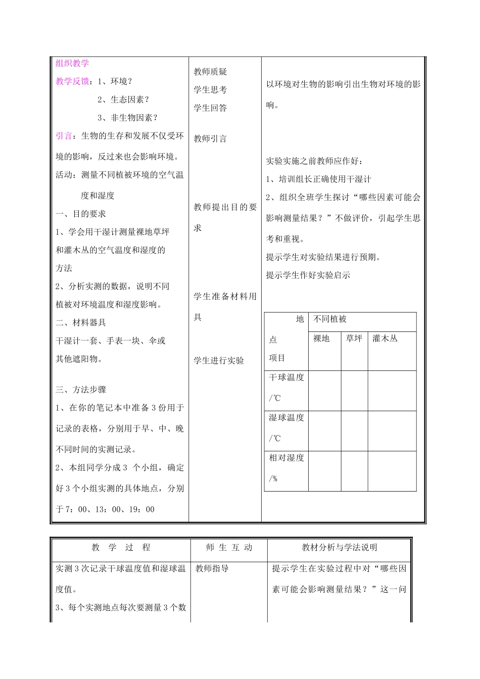 七年级生物上册《生物与环境相互影响》教学设计2 北师大版教材_第2页