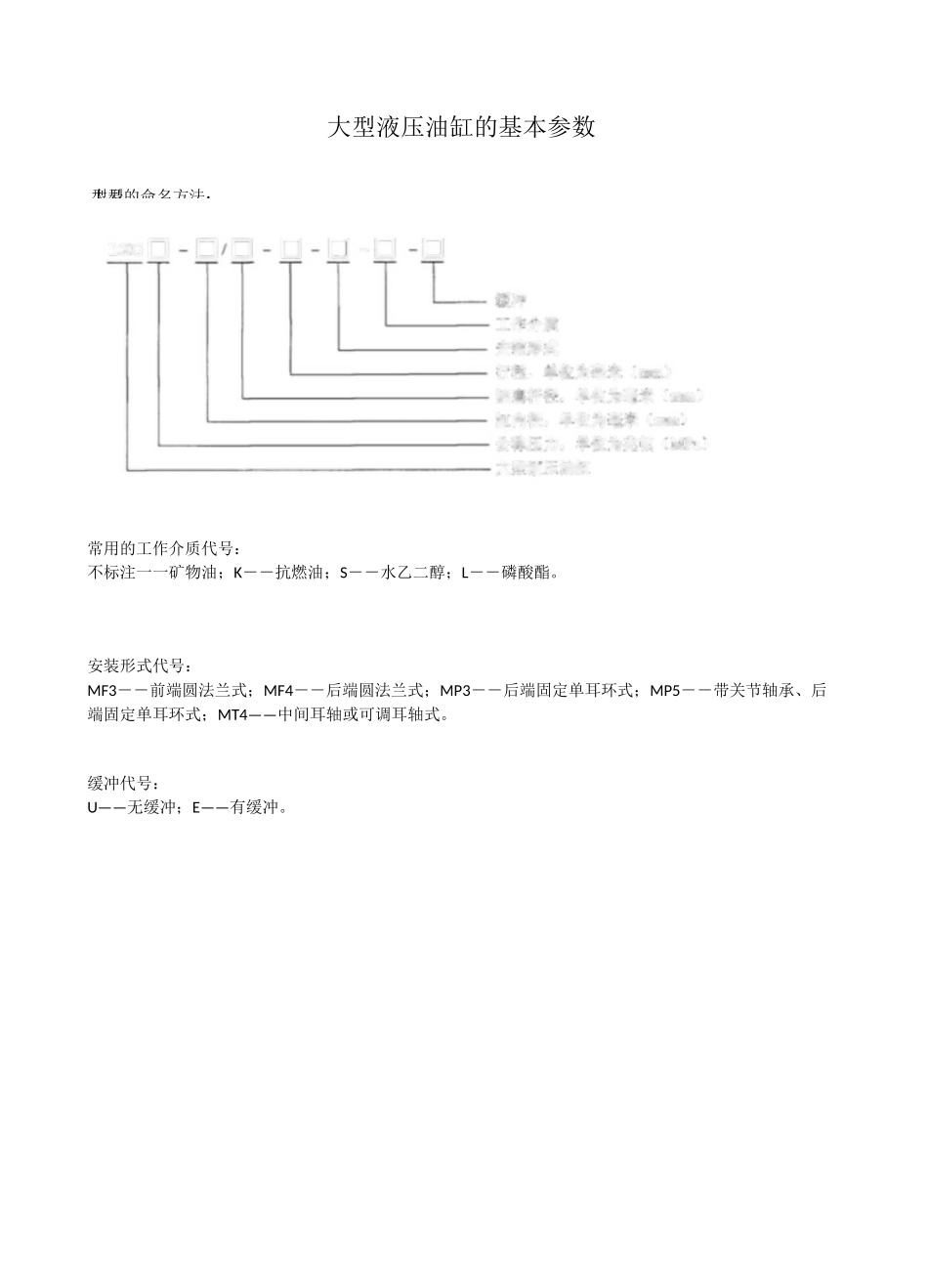 大型液压油缸基本参数(液压油缸标准尺寸表)_第1页
