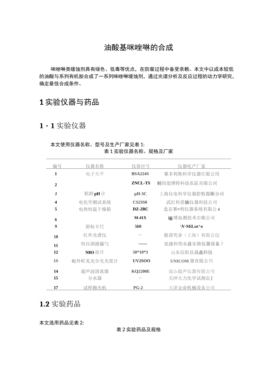油酸基咪唑啉的合成_第1页