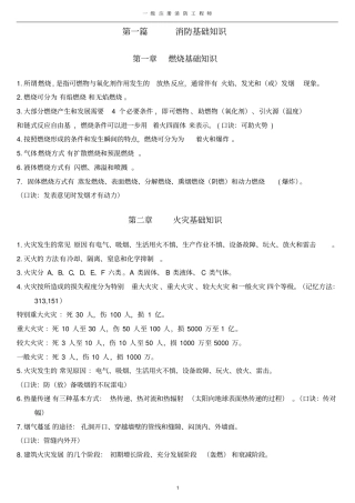 一级消防工程师专业技术实务重点