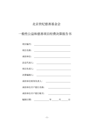 一般性公益和慈善项目经费决算报告书