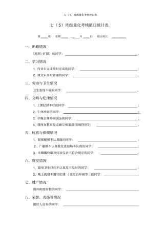 七5班级量化统计表