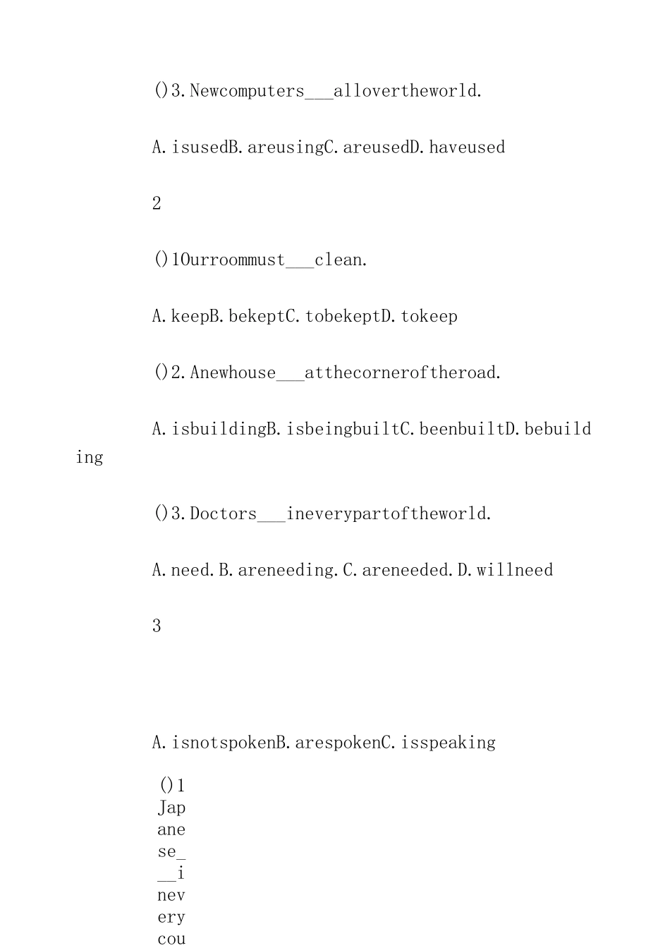 初三英语被动语态专项训练及答案_第2页