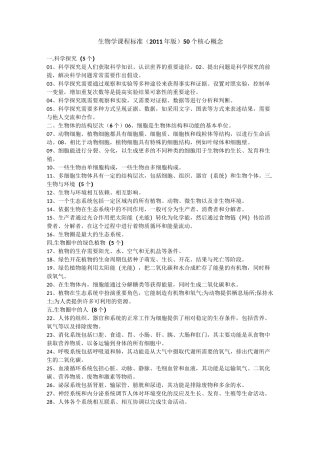 初中生物重要概念