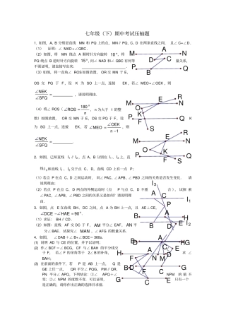 七年级下数学期中考试压轴题