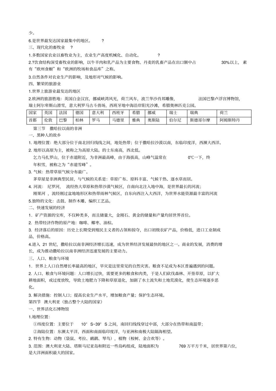 七年级地理下册期末复习提纲_第2页