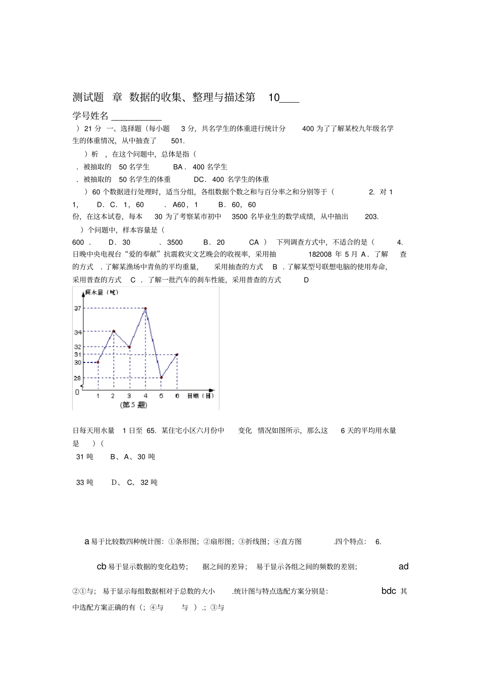 七年级数学数据的收集整理与描述测试题_第1页