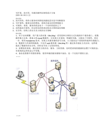 可扩展、高可用与负载均衡网站架构设计方案