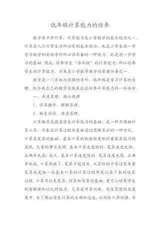 低年级计算能力的培养