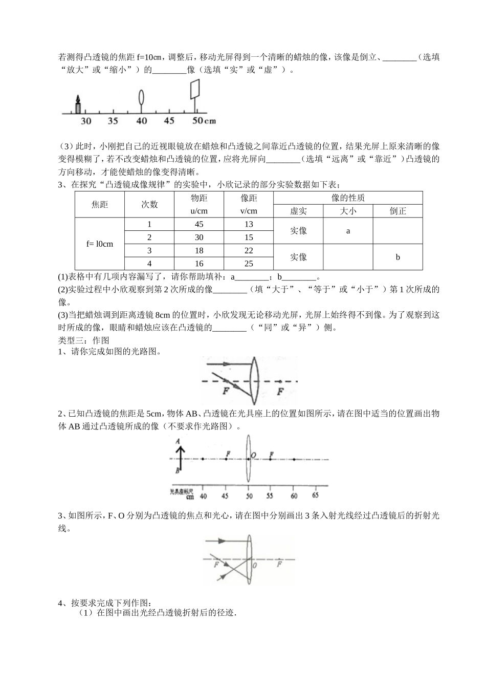 初中物理凸透镜成像规律及其应用专题复习_第3页