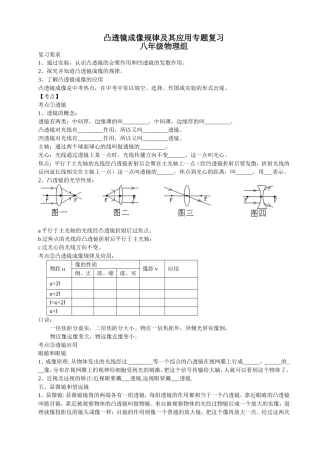 初中物理凸透镜成像规律及其应用专题复习
