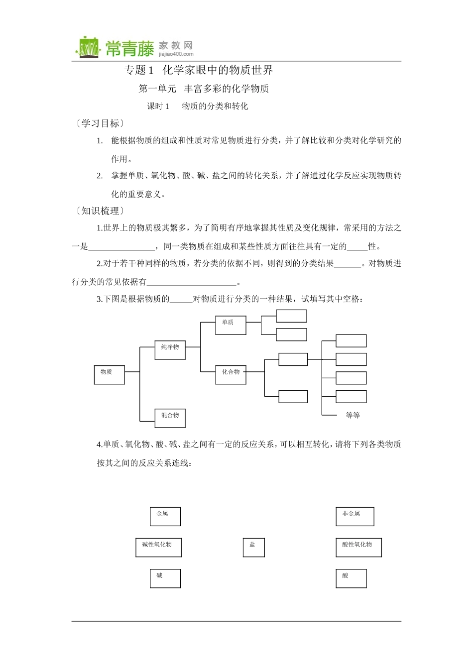 苏教版高一化学必修一专题一全套教案_苏教版[整理]_第1页