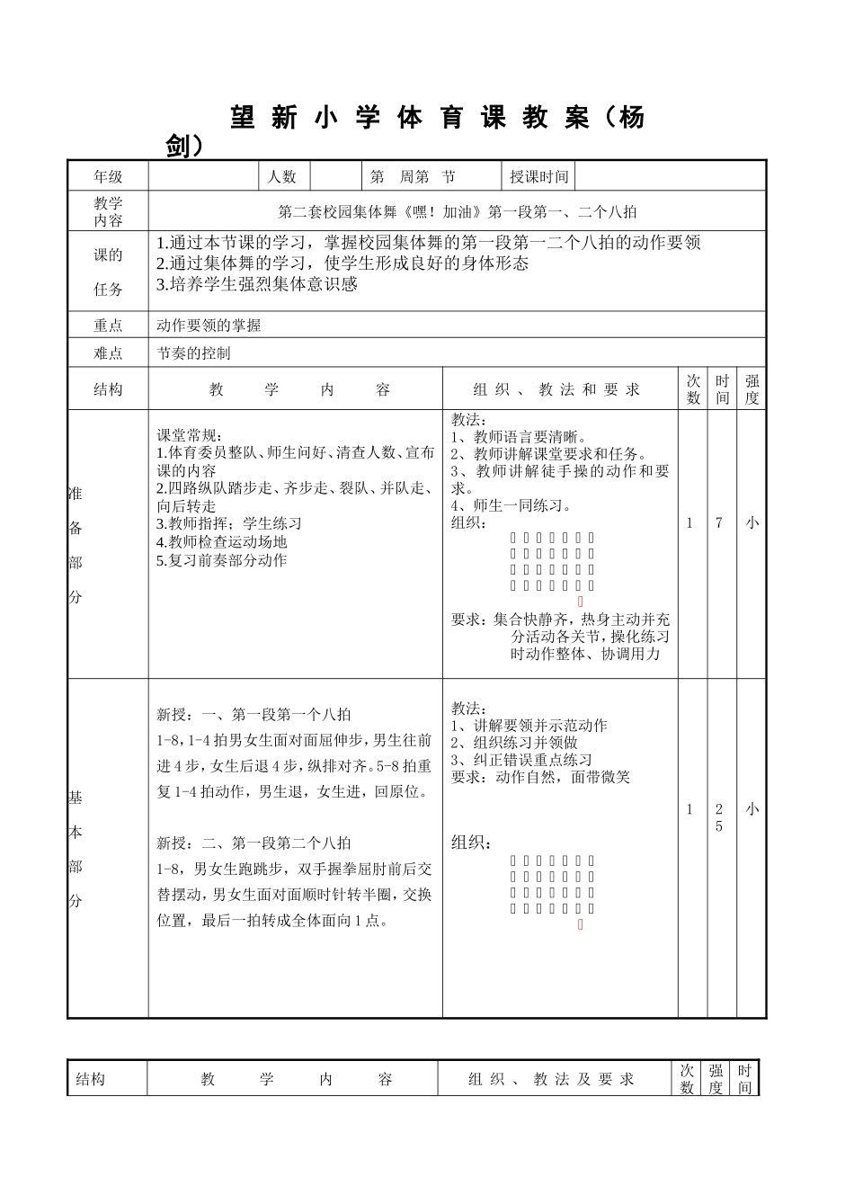 第二套校园集体舞《嘿!加油》体育教案_第1页