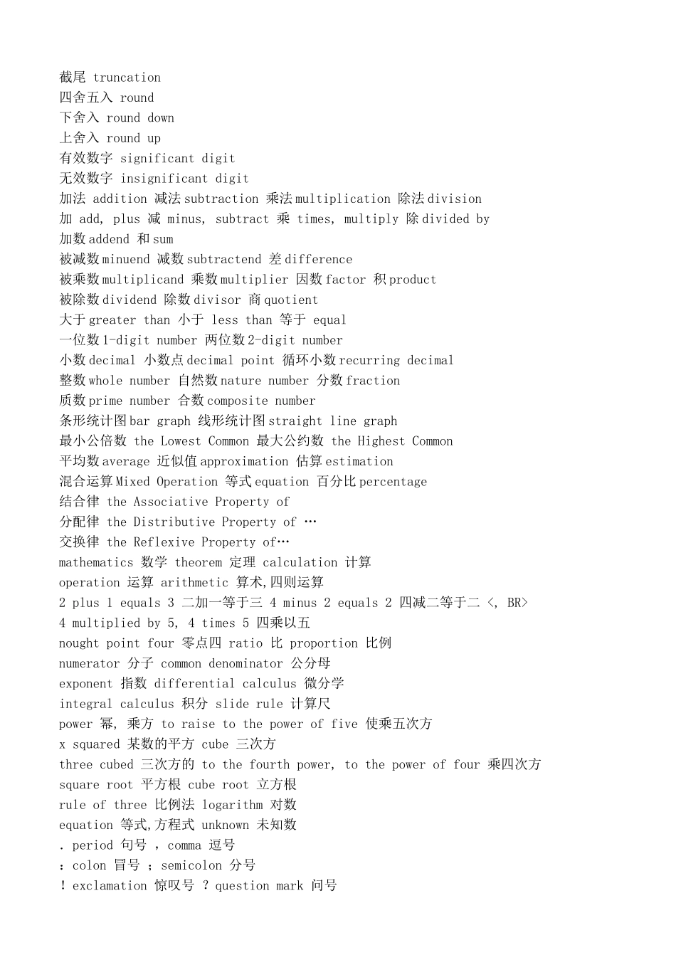 数学双语教学资料常用词汇_第3页