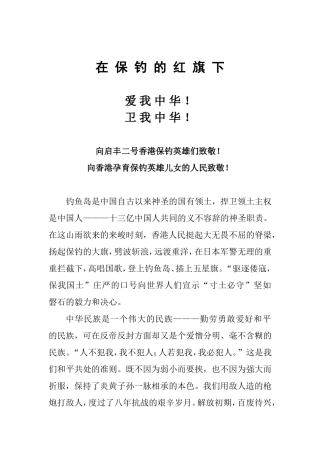 在保钓的红旗下