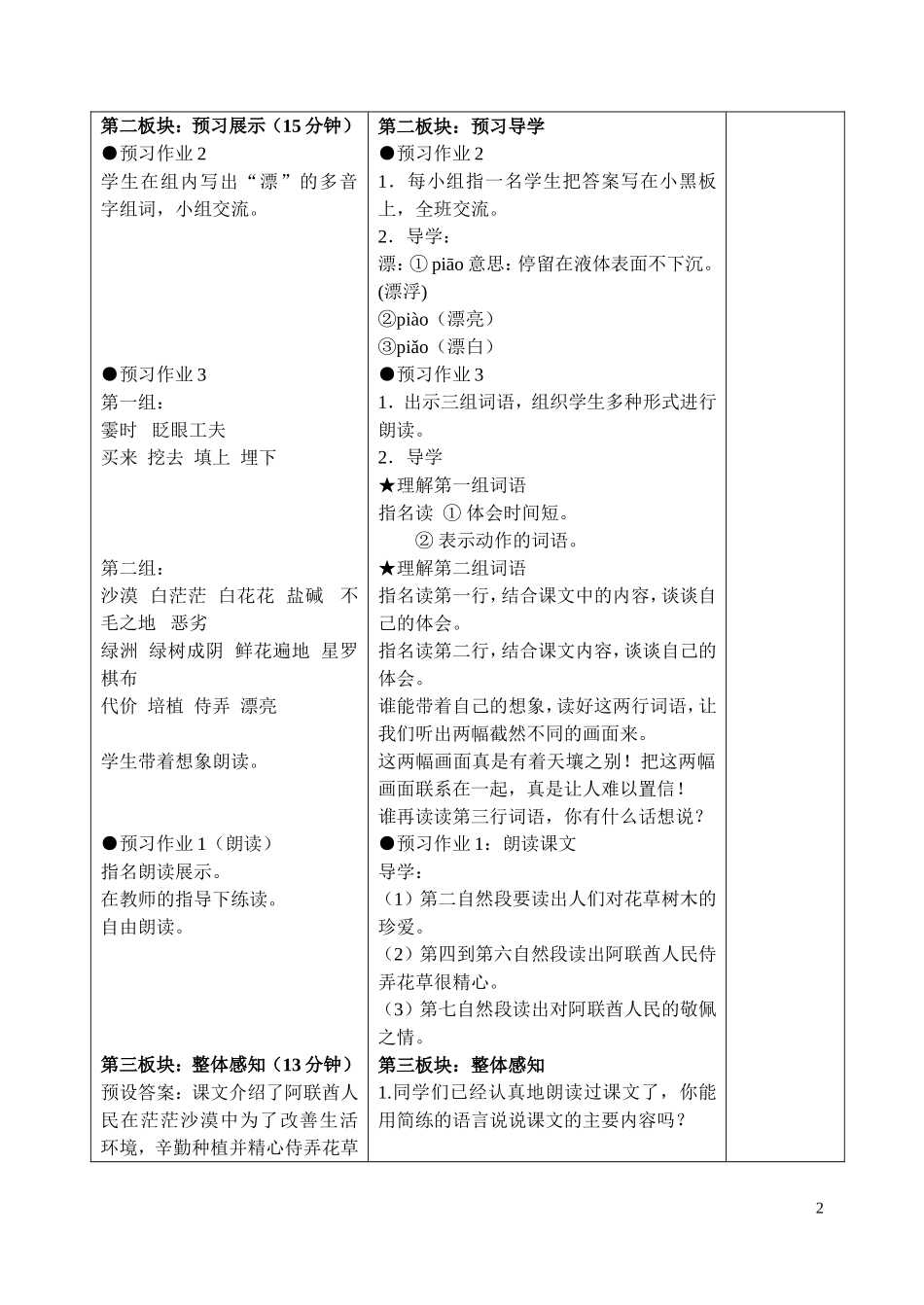 《沙漠中的绿洲》课时教学设计_第2页