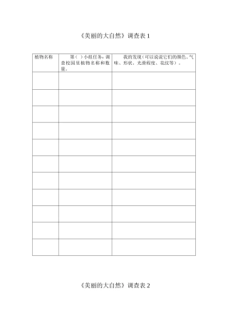 《美丽的大自然》调查表