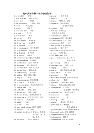 高中英语必修一至必修五短语大全