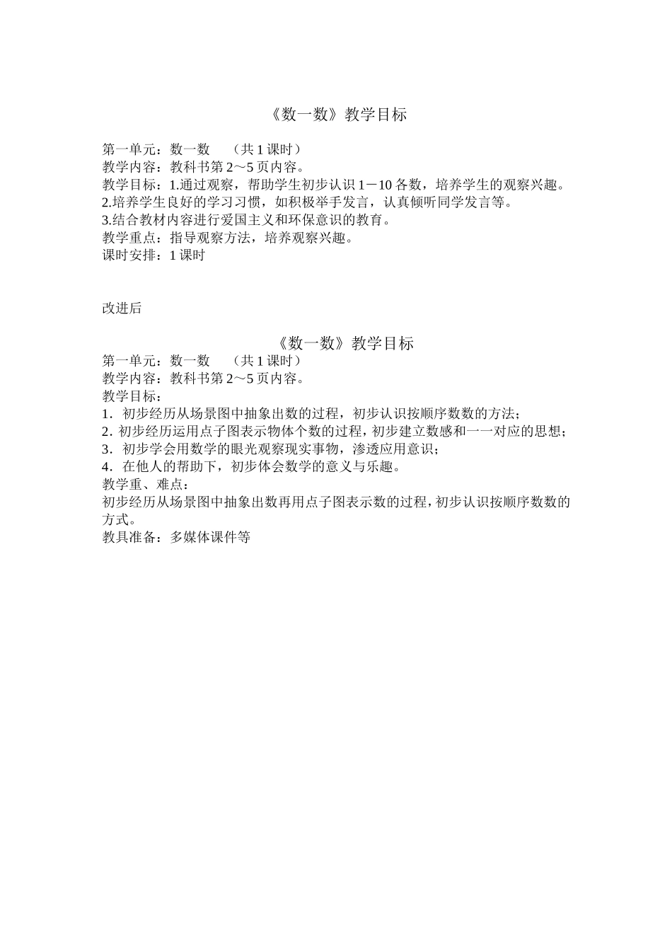 《数一数》教学目标前后对比_第1页