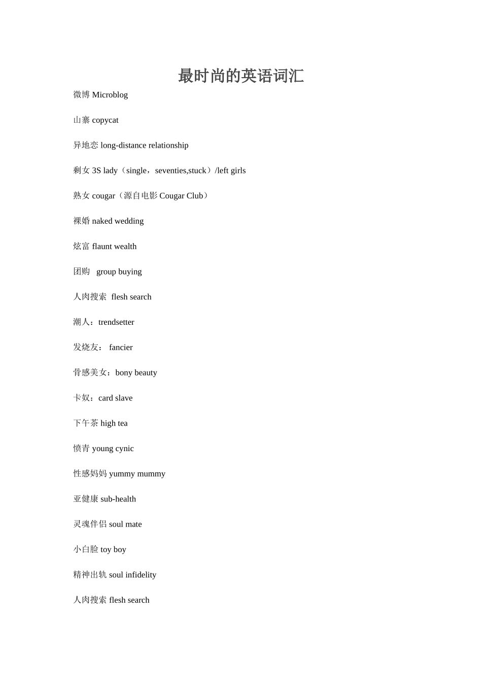 最时尚的英文词汇_第1页
